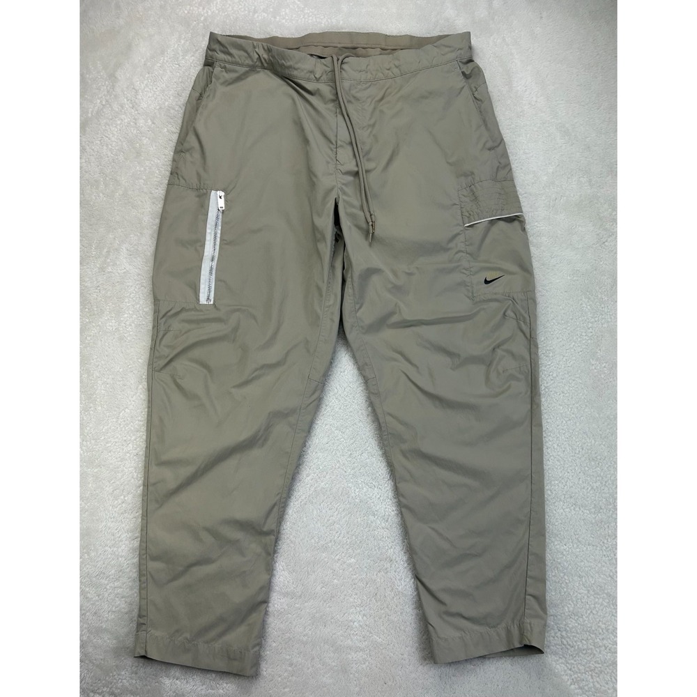 Nike Cargo Pants‎ Womens 36 Tan Drawstring Lightweight Cargo Pocket Logo